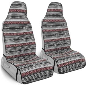 imageBDK Baja Saddle Blanket Car Seat Covers Full Set with Matching Steering Wheel Cover  Woven Saddle Blanket Seat Covers Mexican Blanket Seat Covers for Front ampamp Back Bench  Fits Most Car Truck ampamp SUVBlack Pattern