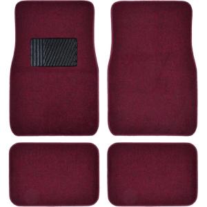 imageBDK Classic Carpet Floor Mats for Car ampamp Auto  Universal Fit Front ampamp Rear with Heelpad Light Gray  58310Burgundy Red