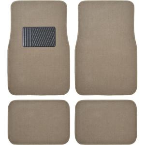imageBDK Classic Carpet Floor Mats for Car ampamp Auto  Universal Fit Front ampamp Rear with Heelpad Light Gray  58310Medium Beige
