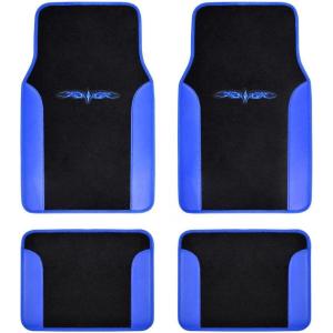 imageBDK Fresh Carpet Floor Mats Color Tribal Tattoo Design Vinyl Trim for Car Sedan Truck SUV Front ampamp Rear Set of 4 Universal FitTattoo Blue