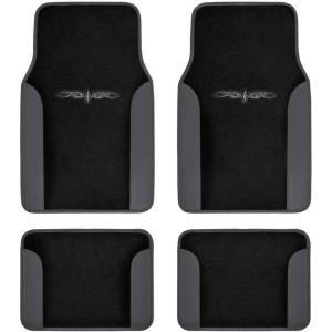 imageBDK Fresh Carpet Floor Mats Color Tribal Tattoo Design Vinyl Trim for Car Sedan Truck SUV Front ampamp Rear Set of 4 Universal FitTattoo Gray
