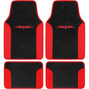 imageBDK Fresh Carpet Floor Mats Color Tribal Tattoo Design Vinyl Trim for Car Sedan Truck SUV Front ampamp Rear Set of 4 Universal FitTattoo Red