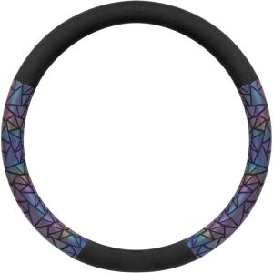 imageBDK Geometric Prism Sparkle Glitter Steering Wheel Cover  Car Steering Wheel Cover for Women with Shiny Holo Bling Accents Fits Most Car Truck Van SUV Wheel Sizes 145 to 15 inch
