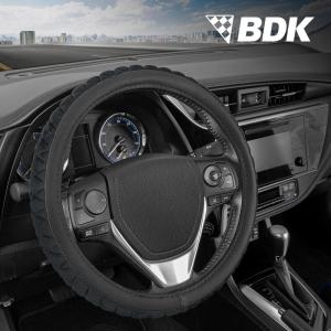 imageBDK GripTech Plush Fuzzy Steering Wheel Cover for Car Truck Van SUV Standard 15 inch Size Soft Black Fluffy Exterior Comfortable Ergonomic Car Steering Wheel CoverBlack Plush Grip
