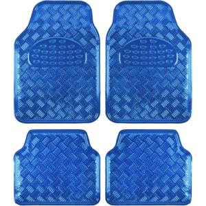 imageBDK Metallic Chrome Car Floor Mats AllWeather Universal Fit Automotive Floor Mats for Cars SUVs Floor Mats for Trucks Car Mats Full Set Front ampamp Rear NonSlip Backing  SilverBlue
