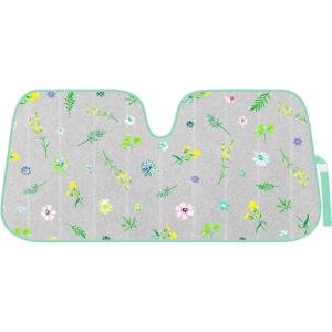 imageBDK Pink Flamingo Floatie Front Windshield Sunshade Accordion Folding Style Auto Shade for Car Truck SUV Van Blocks UV Rays Sun Visor Protector Easy Setup Keeps Your Vehicle Cool  58 x 27 inchesPastel Flowers