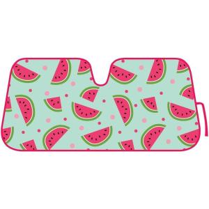imageBDK Pink Flamingo Floatie Front Windshield Sunshade Accordion Folding Style Auto Shade for Car Truck SUV Van Blocks UV Rays Sun Visor Protector Easy Setup Keeps Your Vehicle Cool  58 x 27 inchesFresh Watermelon