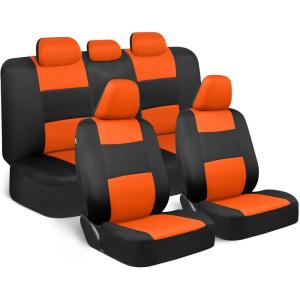 imageBDK PolyPro Seat Covers Full Set in Beige on Black  Front and Rear Split Bench Seat Covers for Cars Easy to Install  Car Accessories for Auto Trucks Van SUVOrange
