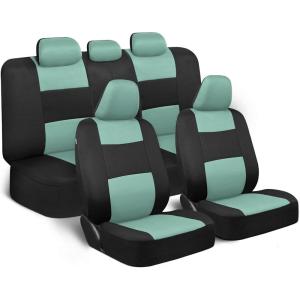 imageBDK PolyPro Seat Covers Full Set in Beige on Black  Front and Rear Split Bench Seat Covers for Cars Easy to Install  Car Accessories for Auto Trucks Van SUVMint