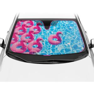 imageBDK USA Good Vibes Beach Sun Visor for Car Windshield Sunshade  Truck Sun Shade Windshield Cover ampamp Accordion Window Cover Car Shield Sun Protector  Dash Protection to Keep Your Vehicle Cool 58quotx27quotPink Flamingo