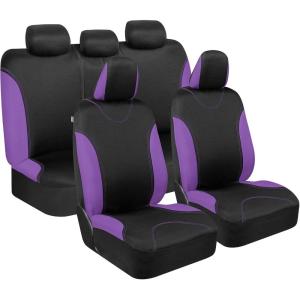imageBDK UltraSleek Purple Seat Covers for Cars TwoTone Front Seat Covers with Matching Back Car Seat Cover Made to Fit Most Auto Truck Van SUV Interior Car Accessories Full SetPurple
