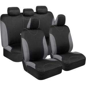 imageBDK UltraSleek Purple Seat Covers for Cars TwoTone Front Seat Covers with Matching Back Car Seat Cover Made to Fit Most Auto Truck Van SUV Interior Car Accessories Full SetGray