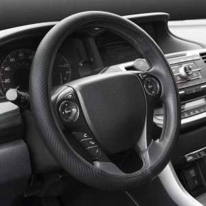 imageBDK UltraSport Series Steering Wheel CoverSynthetic Leather Perforated Design ampamp Stitching All Black Carbon FiberAll Black Carbon Fiber