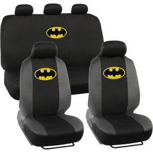 imageBDK Warner Bros DC Comics Wonder Woman Car Accessories Full 9 Piece Set Polyester Seat Covers Black ampamp Red Universal Fit for Car Truck Van SUV Side Airbag Compatible Easy to InstallFull Set