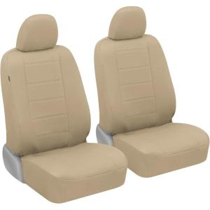 imageBDK carXS Black Leather Car Seat Covers Full Set 9Piece Faux Seat Covers for Cars Includes Front and Back Seat Cover Automotive Seat Covers for Trucks SUVBeige