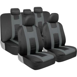 imageBDK carXS Seat Covers for Cars Light Gray TwoTone Car Seat Covers with Matching Back Seat Cover Made to Fit Most Auto Truck Van SUV Interior Car Accessories Car Seat Cover Full SetBlack  Gray