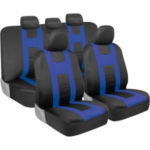 imageBDK carXS Seat Covers for Cars Light Gray TwoTone Car Seat Covers with Matching Back Seat Cover Made to Fit Most Auto Truck Van SUV Interior Car Accessories Car Seat Cover Full SetBlack  Blue