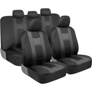 imageBDK carXS Seat Covers for Cars Light Gray TwoTone Car Seat Covers with Matching Back Seat Cover Made to Fit Most Auto Truck Van SUV Interior Car Accessories Car Seat Cover Full SetBlack  Charcoal Gray