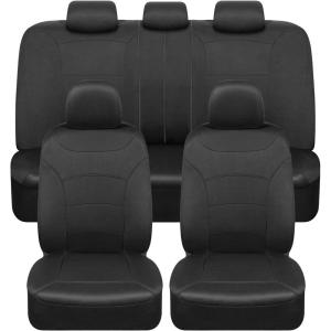 imageBDK carXS Turismo Car Seat Covers Full Set Beige TwoTone Front Seat Covers with Split Rear Bench Back Seat Cover Automotive Seat Covers for Trucks SUV Van AutoBlack