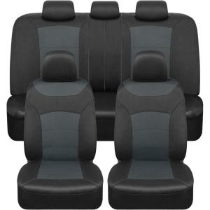 imageBDK carXS Turismo Car Seat Covers Full Set Beige TwoTone Front Seat Covers with Split Rear Bench Back Seat Cover Automotive Seat Covers for Trucks SUV Van AutoCharcoal Gray