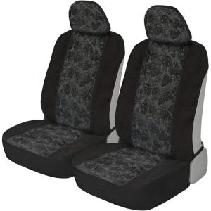 imageBDKdusty rose Floral Faux Leather Car Seat Covers for Front Seats 2 Pack  Flower Pattern Front Seat Cover Set Sideless Design for Easy Installation Fits Most Car Truck Van and SUVBlack Maui