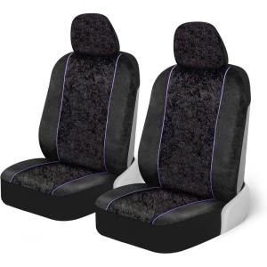 imageBDKdusty rose Floral Faux Leather Car Seat Covers for Front Seats 2 Pack  Flower Pattern Front Seat Cover Set Sideless Design for Easy Installation Fits Most Car Truck Van and SUVStardust