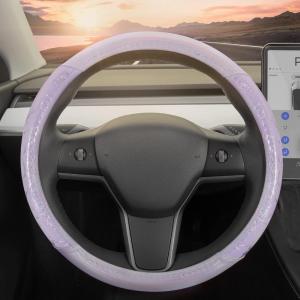 imagePink Holo Bling Steering Wheel Cover Standard 15 Inch Size Fits Most Vehicles Cute Shiny Crackle Car Steering Cover with Holographic Foil Glitter Like Detail Car Accessories for WomenPurple Holo Bling
