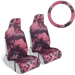 imageTurquoise Tropical Birds Car Seat Covers 2 Pack Birds ampamp Palm Leaves Front Seat Covers for Cars Trucks SUV Car Accessories for WomenRed TieDye
