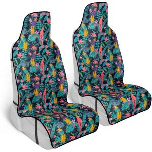 imageTurquoise Tropical Birds Car Seat Covers 2 Pack Birds ampamp Palm Leaves Front Seat Covers for Cars Trucks SUV Car Accessories for WomenTropical Birds