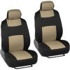imageBDK PolyPro Black ampamp Beige Car Seat Covers Full Set with MotorTrend FlexTough All Weather Rubber Car Floor Mats  Front ampamp Rear Split Bench Seat Covers for Cars ampamp Matching Floor Mats for Car InteriorBlack  Beige