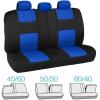 imageBDK PolyPro Car Seat Covers Full Set  Front and Rear Split Bench Protection Includes 4PC Vibrant Metallic Floor Mats Easy to Install Fits Most Auto Truck Van SUVBlue