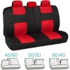 imageBDK PolyPro Car Seat Covers Full Set  Front and Rear Split Bench Protection Includes 4PC Vibrant Metallic Floor Mats Easy to Install Fits Most Auto Truck Van SUVRed