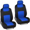 imageBDK PolyPro Car Seat Covers Full Set  Front and Rear Split Bench Protection Includes 4PC Vibrant Metallic Floor Mats ampamp Steering Wheel Cover Easy to Install Fits Most Auto Truck Van SUVBlue