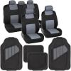 imageBDK PolyPro Black ampamp Beige Car Seat Covers Full Set with MotorTrend FlexTough All Weather Rubber Car Floor Mats  Front ampamp Rear Split Bench Seat Covers for Cars ampamp Matching Floor Mats for Car InteriorBlack  Grey