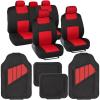 imageBDK PolyPro Black ampamp Beige Car Seat Covers Full Set with MotorTrend FlexTough All Weather Rubber Car Floor Mats  Front ampamp Rear Split Bench Seat Covers for Cars ampamp Matching Floor Mats for Car InteriorBlack  Red