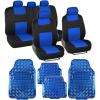 imageBDK PolyPro Car Seat Covers Full Set  Front and Rear Split Bench Protection Includes 4PC Vibrant Metallic Floor Mats Easy to Install Fits Most Auto Truck Van SUVBlue