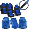 imageBDK PolyPro Car Seat Covers Full Set  Front and Rear Split Bench Protection Includes 4PC Vibrant Metallic Floor Mats ampamp Steering Wheel Cover Easy to Install Fits Most Auto Truck Van SUVBlue