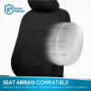 imageBDK PolyPro Red Car Seat Covers Full Set with 4Piece Car Floor Mats  TwoTone Seat Covers for Cars with Carpet Interior Covers for Auto Truck Van SUVAll Black