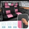 imageBDK PolyPro Red Car Seat Covers Full Set with 4Piece Car Floor Mats  TwoTone Seat Covers for Cars with Carpet Interior Covers for Auto Truck Van SUVBlack  Pink