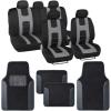 imageBDK CarXS Black Car Seat Covers Full Set with Matching Set of Floor Mats for SUV Car ampamp Truck  Car Seat Covers Front Seats ampamp Bench Seat Cover Car Seat Protector Car Mats Full Set Interior CoversGray