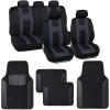 imageBDK CarXS Black Car Seat Covers Full Set with Matching Set of Floor Mats for SUV Car ampamp Truck  Car Seat Covers Front Seats ampamp Bench Seat Cover Car Seat Protector Car Mats Full Set Interior CoversCharcoal