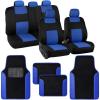 imageBDK PolyPro Red Car Seat Covers Full Set with 4Piece Car Floor Mats  TwoTone Seat Covers for Cars with Carpet Interior Covers for Auto Truck Van SUVBlack  Blue