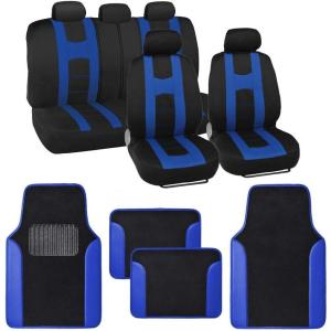 imageBDK CarXS Black Car Seat Covers Full Set with Matching Set of Floor Mats for SUV Car ampamp Truck  Car Seat Covers Front Seats ampamp Bench Seat Cover Car Seat Protector Car Mats Full Set Interior CoversBlue
