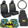 imageBDK Warner Bros DC Comics Car Accessories Bundle  Front Seat Covers Steering Wheel Cover Windshield Sunshade Car Floor Mats for Autos Cars Sedans Trucks Vans Superhero Batman Dark Knight Gift Set