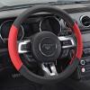 imagePU Leather Car Seat Covers wTwoTone CarpetVinyl Trim Car Floor Mats  Front and Back Split Bench Seat Covers Steering Wheel Cover Floor Mats for Cars Trucks Vans and SUVs BlackRed