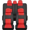 imagePU Leather Car Seat Covers wTwoTone CarpetVinyl Trim Car Floor Mats  Front and Back Split Bench Seat Covers Steering Wheel Cover Floor Mats for Cars Trucks Vans and SUVs BlackRed