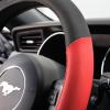 imagePU Leather Car Seat Covers wTwoTone CarpetVinyl Trim Car Floor Mats  Front and Back Split Bench Seat Covers Steering Wheel Cover Floor Mats for Cars Trucks Vans and SUVs BlackRed
