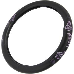imageBDK Design Comfort Grip Steering Wheel Cover for Car SUV Van and Truck 15 inch Standard Size Pink ButterfliesButterfly Purple