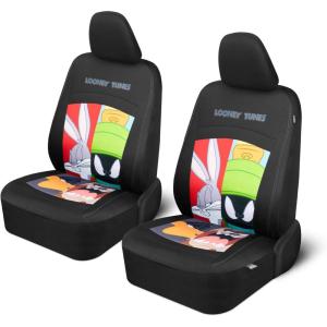 imageLooney Tunes Car Seat Covers  2Piece Front Seat Covers Featuring Bugs Bunny Marvin the Martian Taz ampamp Daffy Duck  Universal Fit for Cars Trucks SUV Seat Covers for Car Cute Cartoon Car Accessories