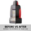 imageBDK Beige Car Seat Covers with Matching Carpet Floor Mats for Cars Full Set  Front Universal Seat Covers ampamp Back Bench Seat Cover with Automotive Floor Mats  Car SUV Truck ampamp Van Interior ProtectorRed